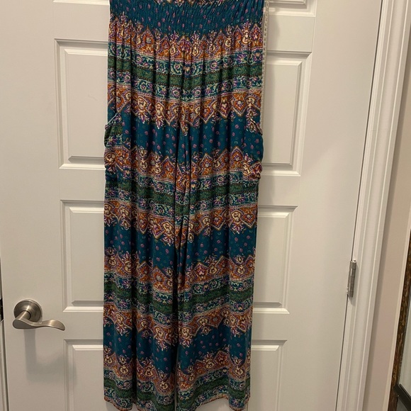 BOHO HIPPIE teal, purple, orange & cream pants wideleg, elastic waist & pockets! - Picture 7 of 9
